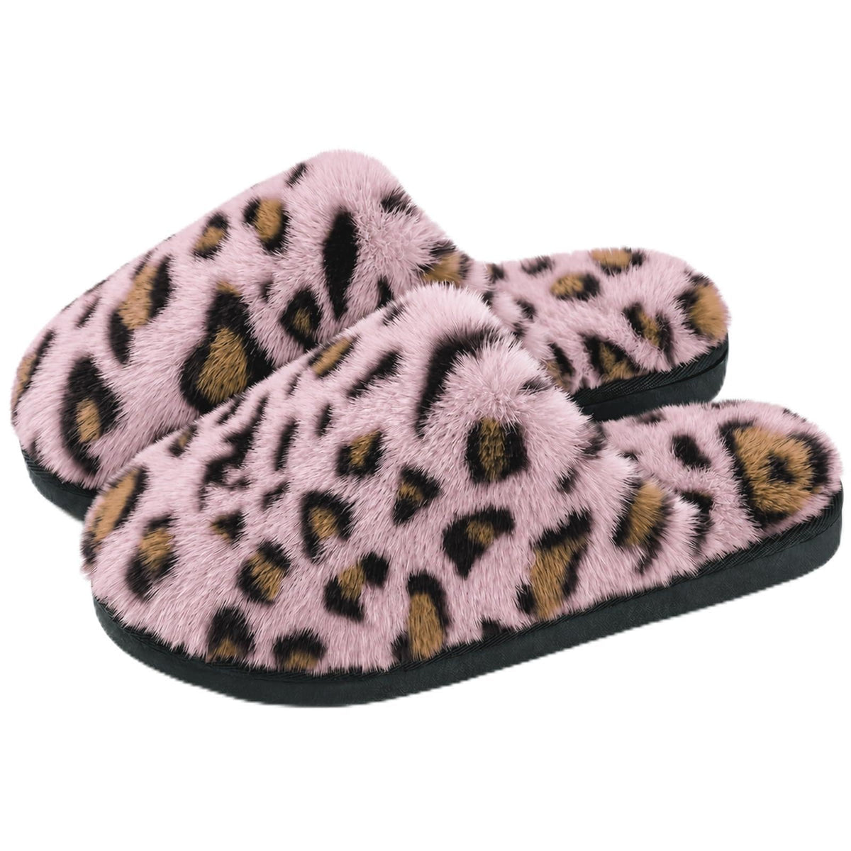 JOLLYVOGUE Cheetah Slippers for Women, Leopard Memory Foam House Shoes