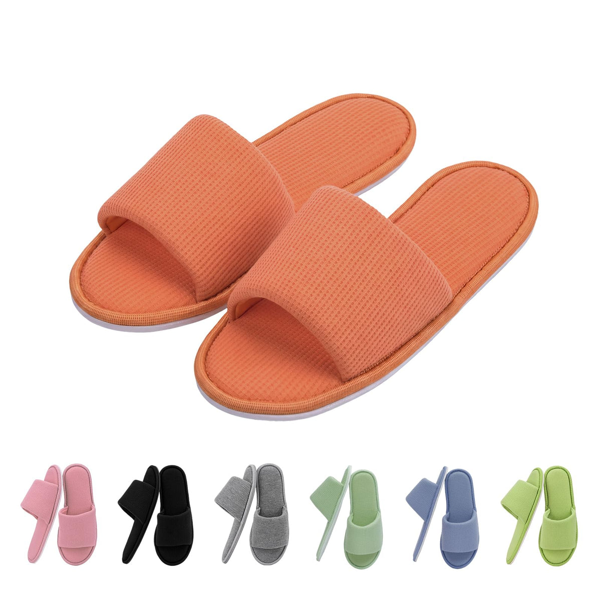 Women's Open Toe House Slippers Breathable Waffle Fabric Memory Foam