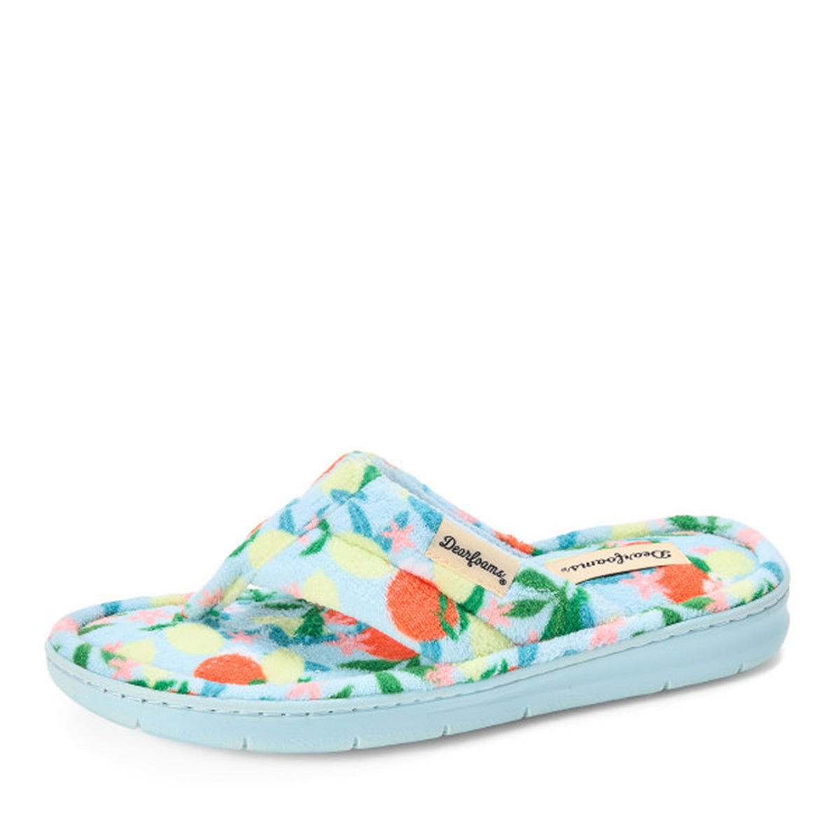 Dearfoams Women's Melanie Thong Slide Memory Foam Terry Sandal Summer House Slippers