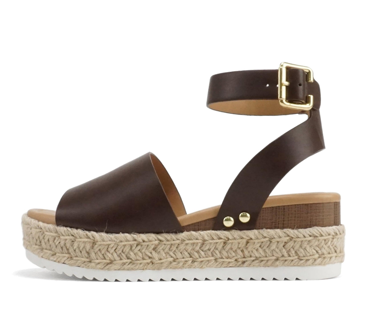 Soda Topic Open Toe Buckle Ankle Strap Espadrilles Flatform Wedge Casual Sandal