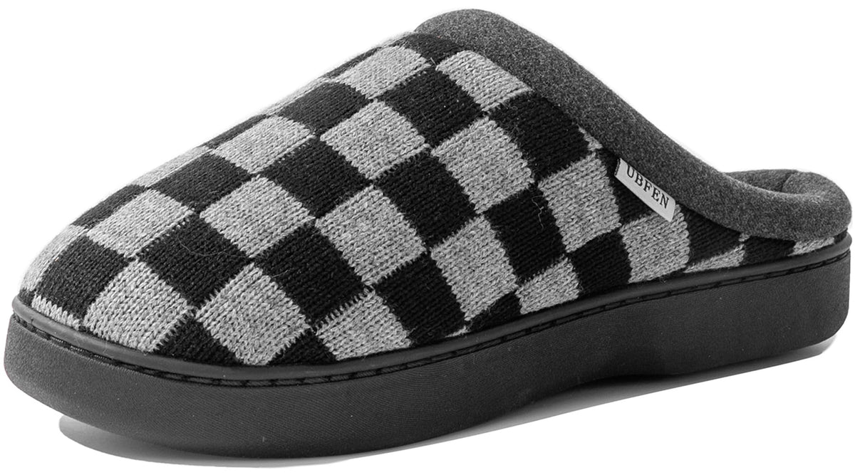 UBFEN Mens Womens Slippers Classic Plaid Winter Warm with Memory Foam Fluffy House Shoes Platform Indoor Bedroom