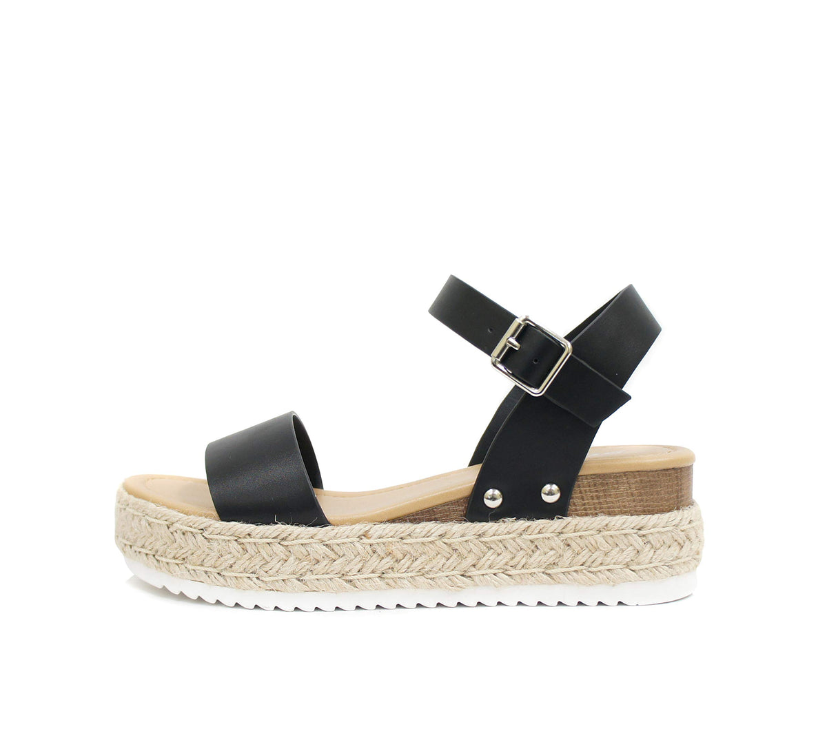 Soda Topic Open Toe Buckle Ankle Strap Espadrilles Flatform Wedge Casual Sandal
