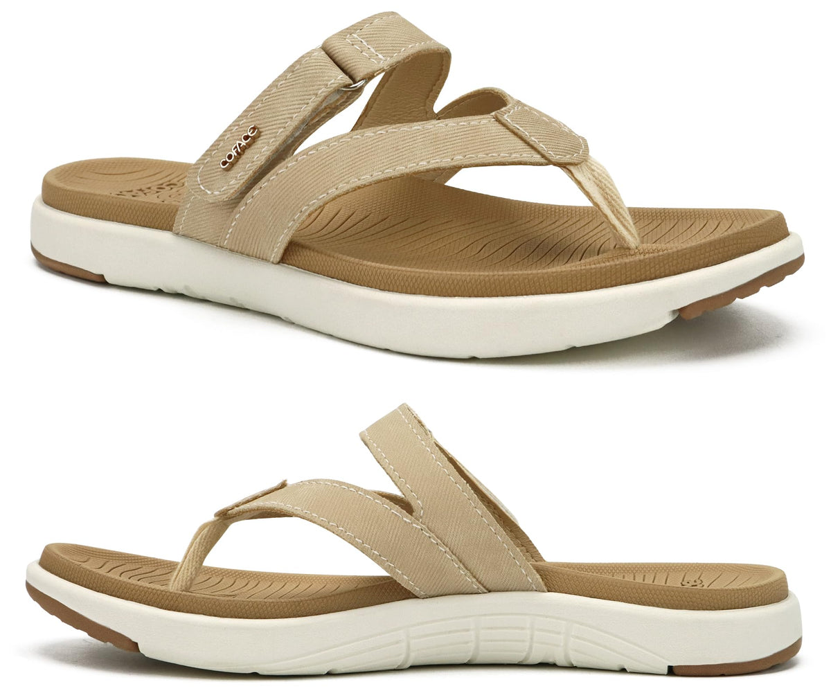 COFACE Womens Orthopedic Flip Flops Arch Support Yoga Walking Thong Sandals