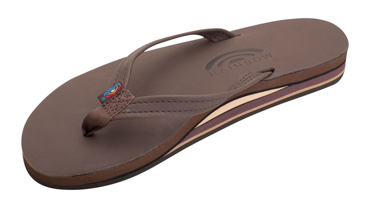 Rainbow Sandals Women's Double Layer, Narrow Strap, Leather Sandals w/Arch