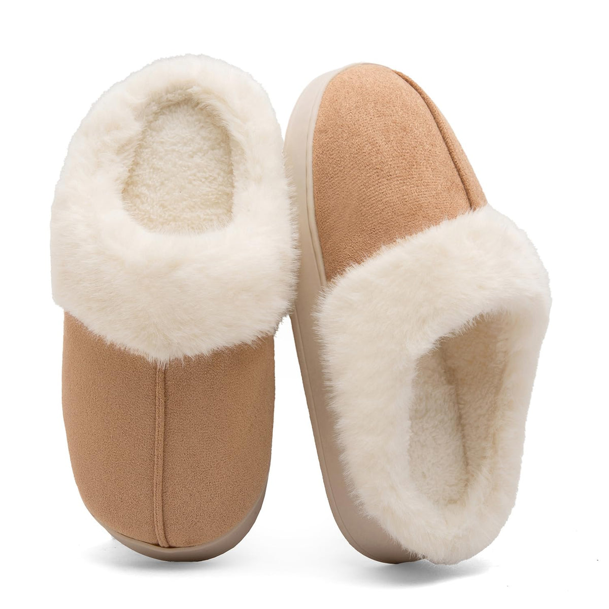 Women's Fuzzy Memory Foam Slippers Comfy Soft Winter Slip On House Slippers Bedroom Shoes with Warm Plush Lining and Indoor Outdoor Soles