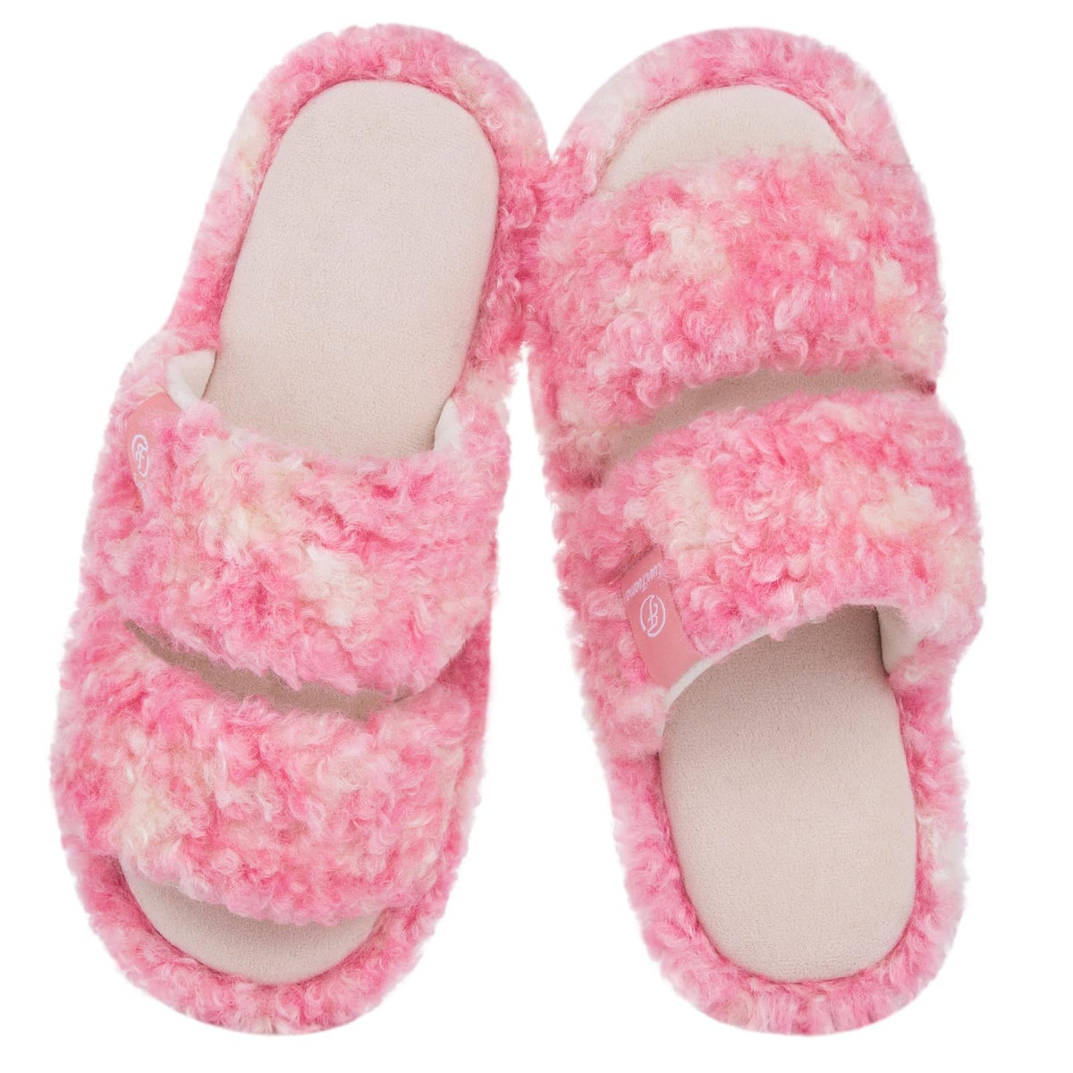 EverFoams Women's Fuzzy Open Toe Slippers Memory Foam Indoor House Shoes