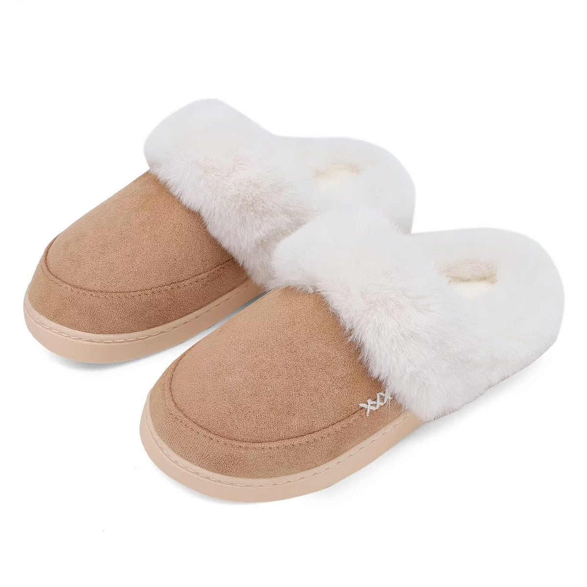 NineCiFun Women's and Men's Memory Foam House Slippers, Faux Fur Lined Indoor Fuzzy Slippers with No-slip Sole, Slip on Suede Home Shoes, Warm Winter Gift for Women & Men