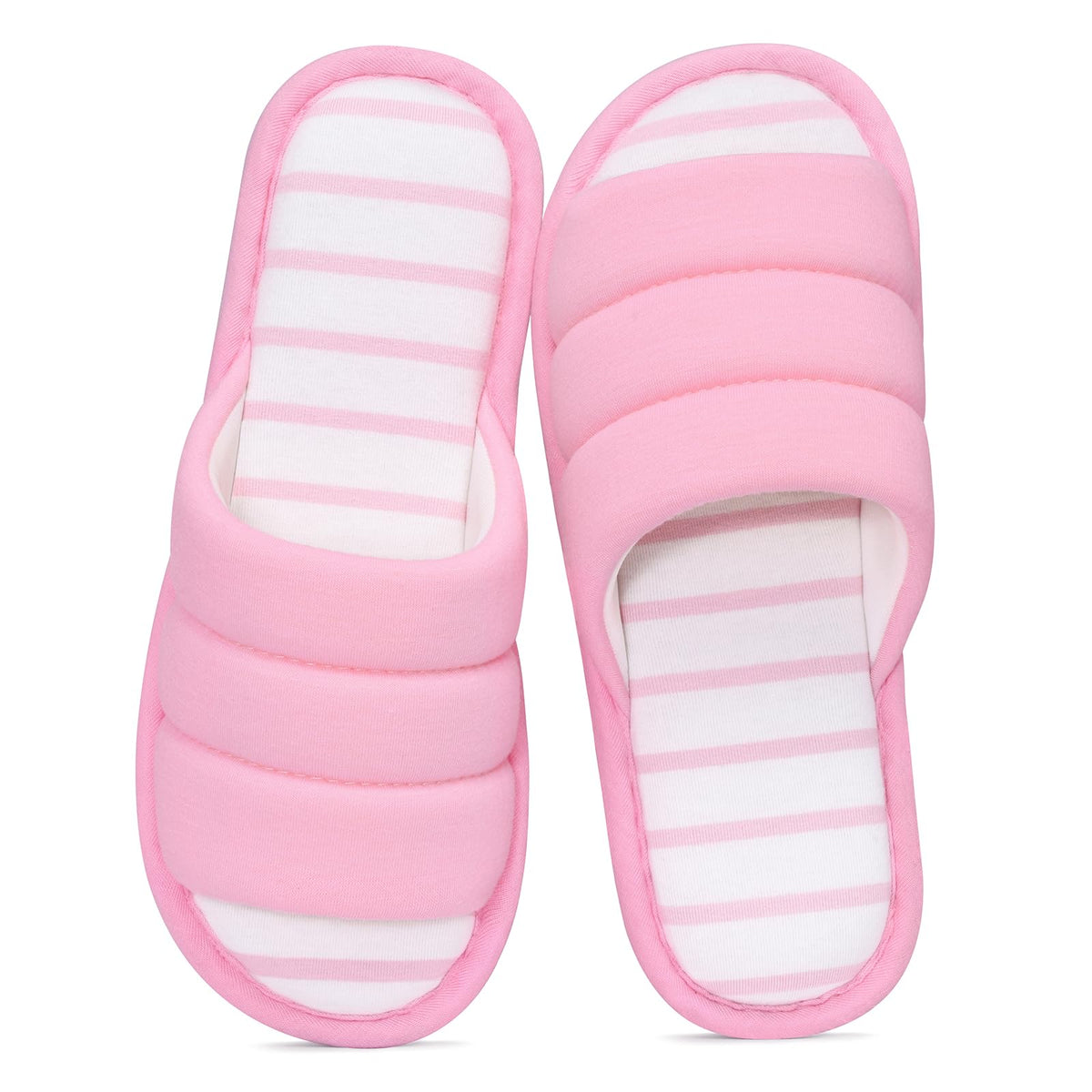 shevalues Open Toe House Slippers for Women Men Memory Foam Bedroom Shoes