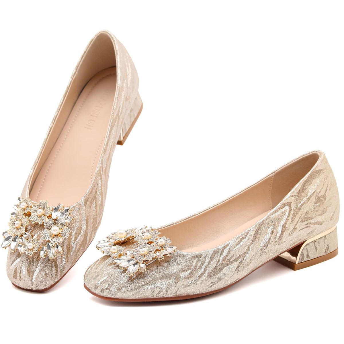 Women's Pumps Low Chunky Block Heel Closed Square Toe Work Shoes
