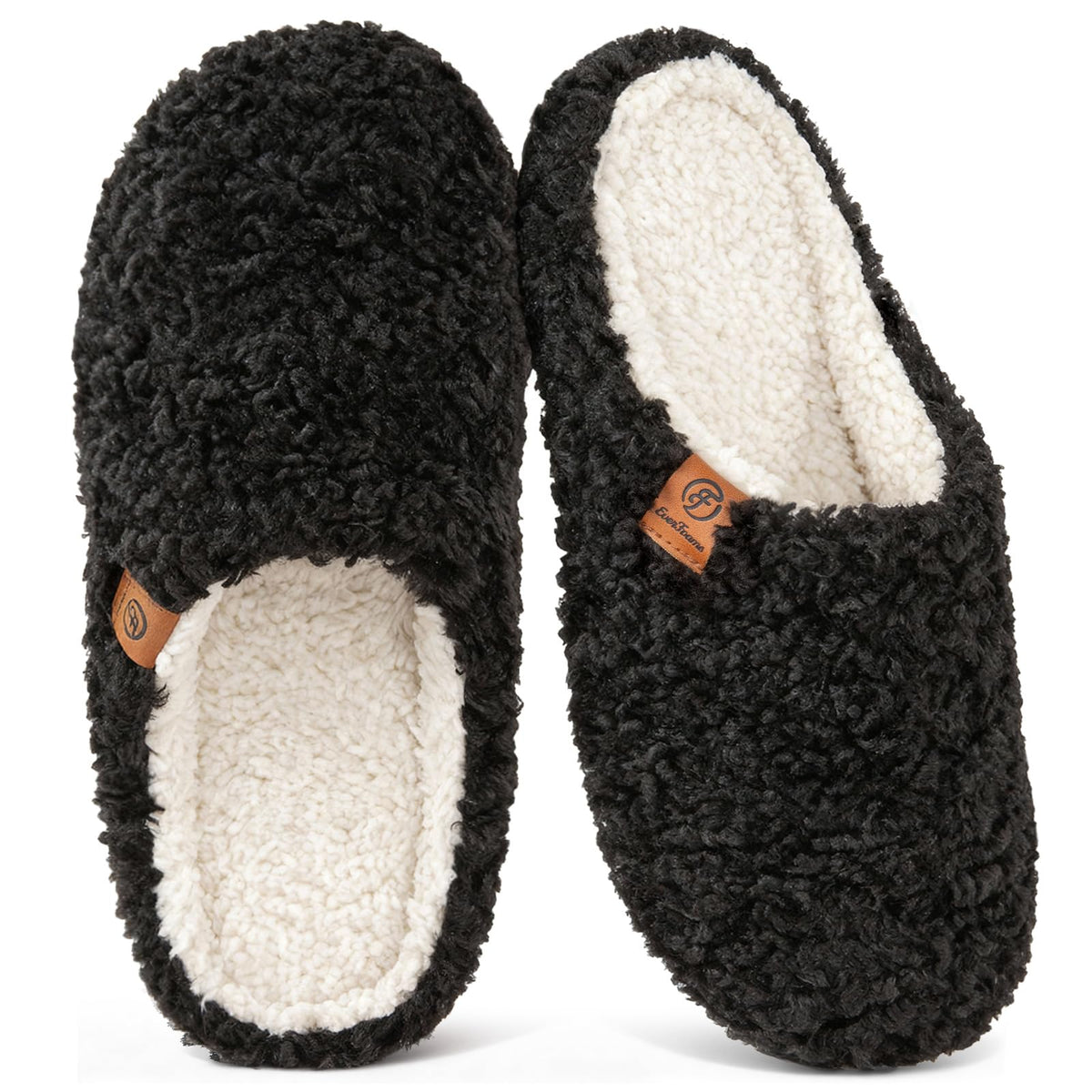 EverFoams Women’s Fuzzy Slippers Slip-on Memory Foam Indoor House Shoes