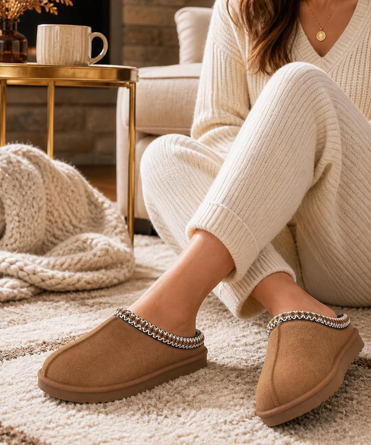 Litfun Memory Foam Fuzzy Slippers for Women House Shoes Indoor Outdoor
