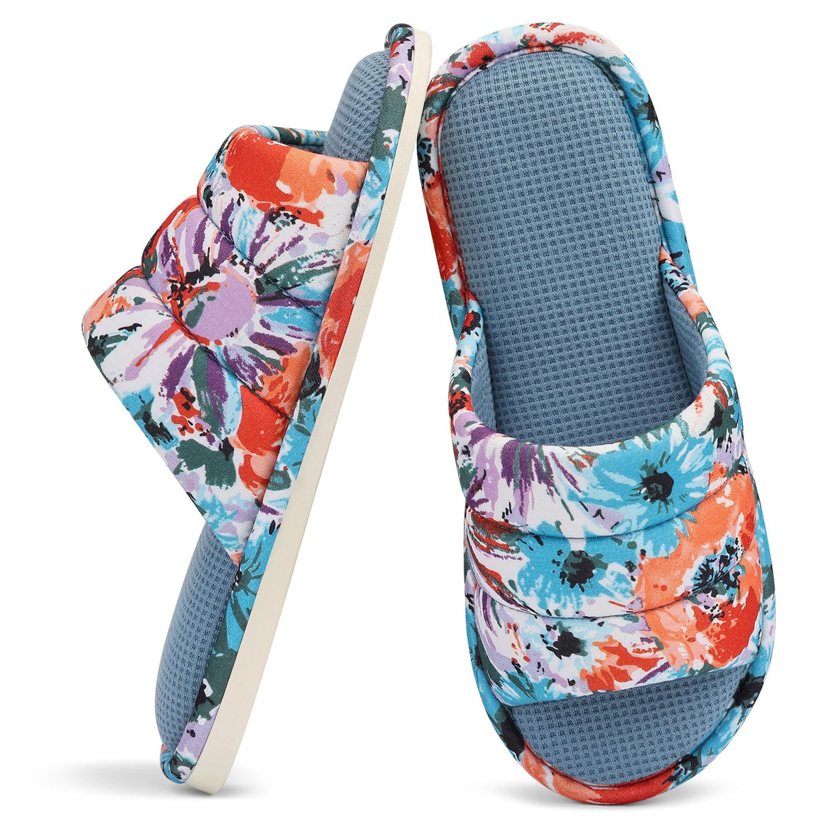 shevalues Summer House Slippers for Women Men Waffle Indoor Slippers