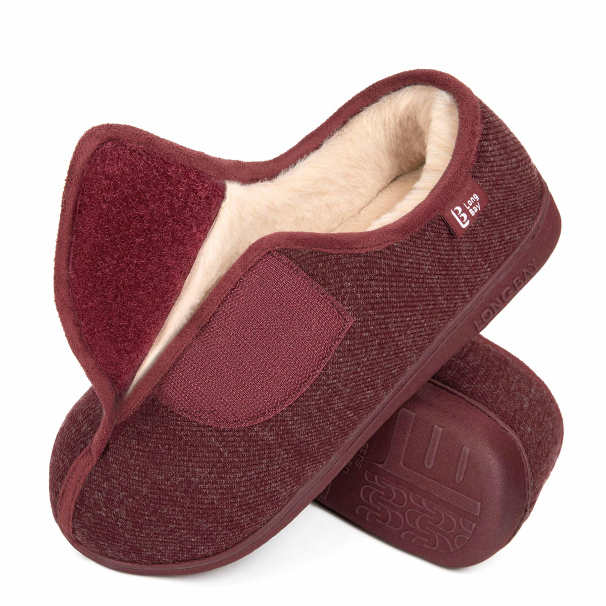 LongBay Womens Adjustable Slippers Memory Foam Cozy Wide Diabetic House Shoes Edema Orthopedic Neuropathy Indoor Outdoor