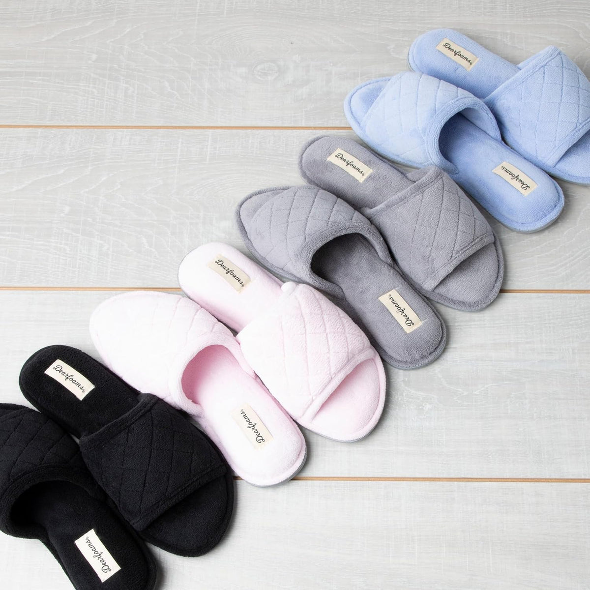 Dearfoams womens Slipper Memory Foam Summer House Shoe Beatrice Terry Slide