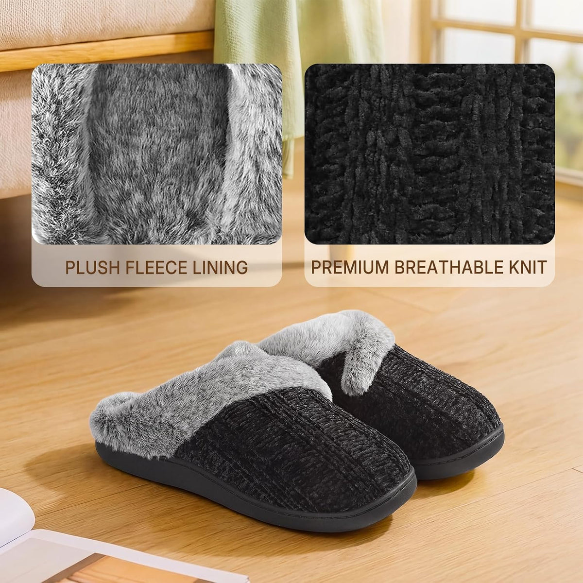 Slippers for Women Fuzzy House Slip on Indoor Outdoor Bedroom Home Shoes