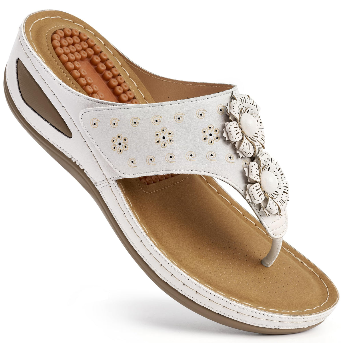 Ecetana Womens Wedge Flip Flops Comfortable Arch Support Summer Sandals