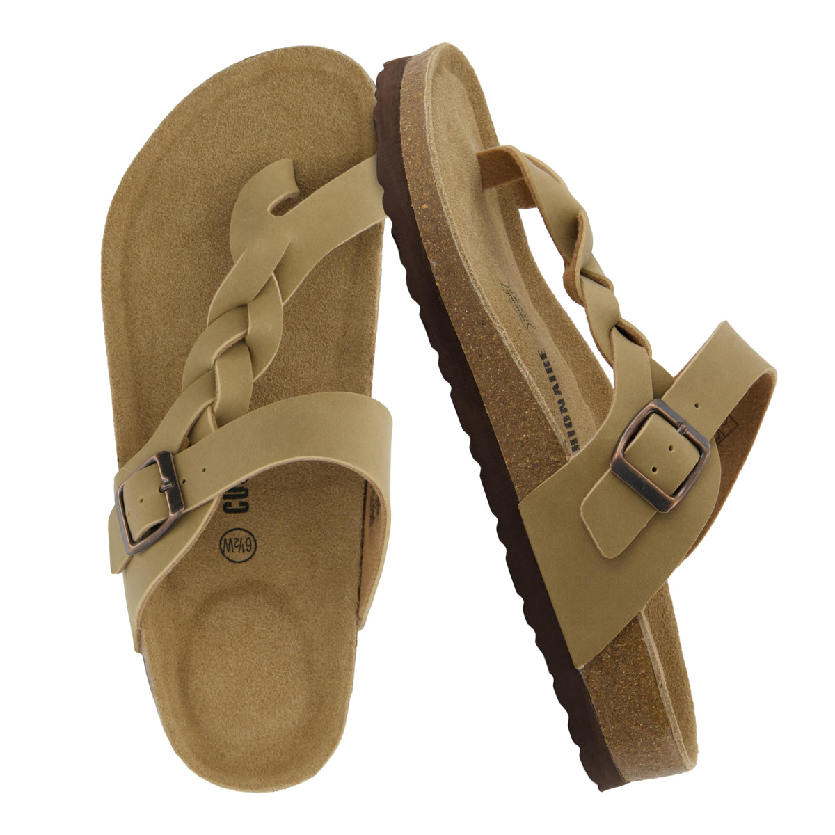 CUSHIONAIRE Libby Braided Summer Sandals for Women with Adjustable Buckle