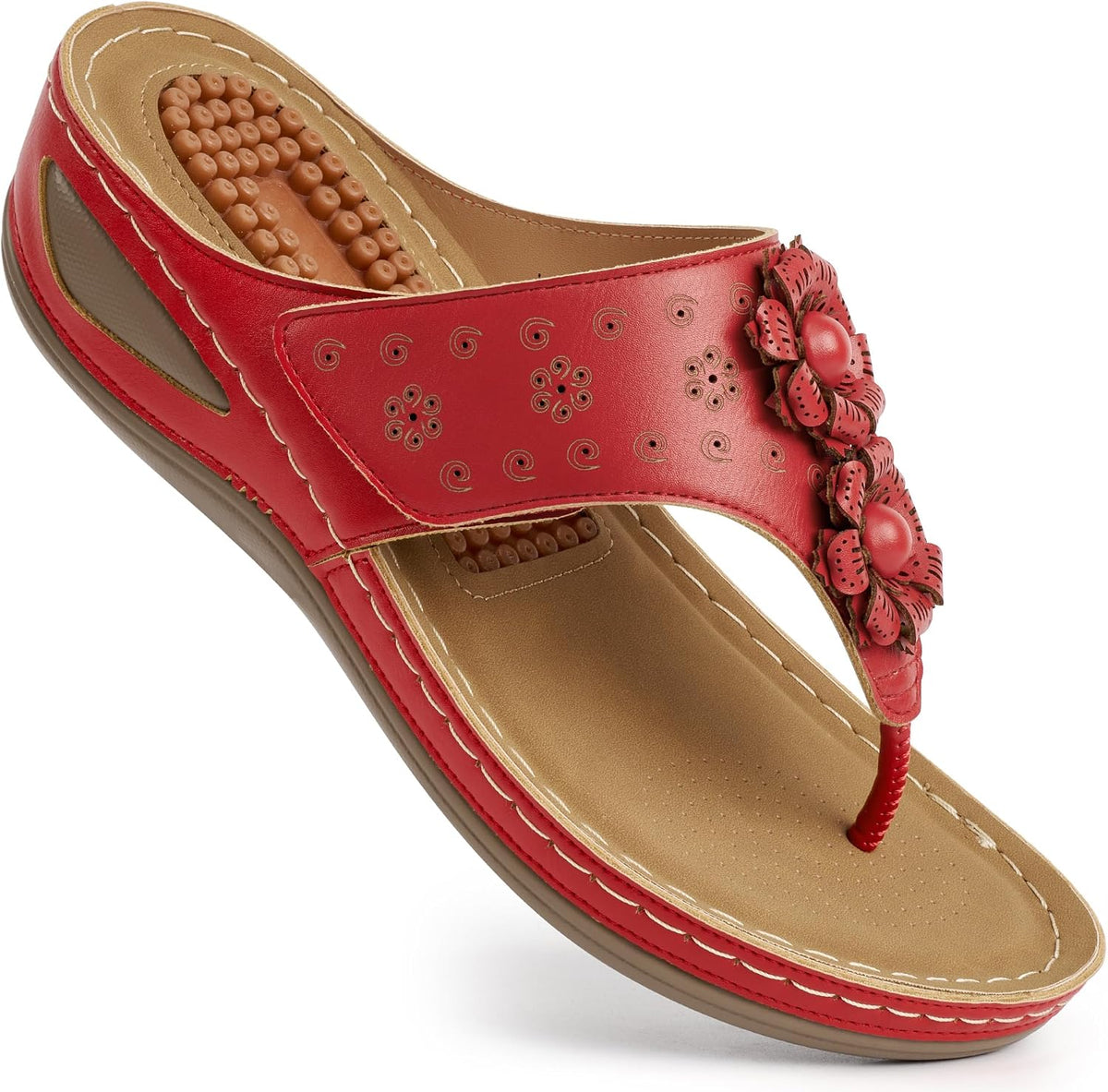 Ecetana Womens Wedge Flip Flops Comfortable Arch Support Summer Sandals