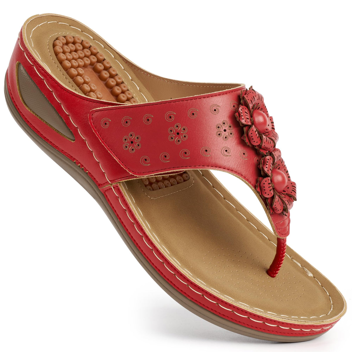 Ecetana Womens Wedge Flip Flops Comfortable Arch Support Summer Sandals