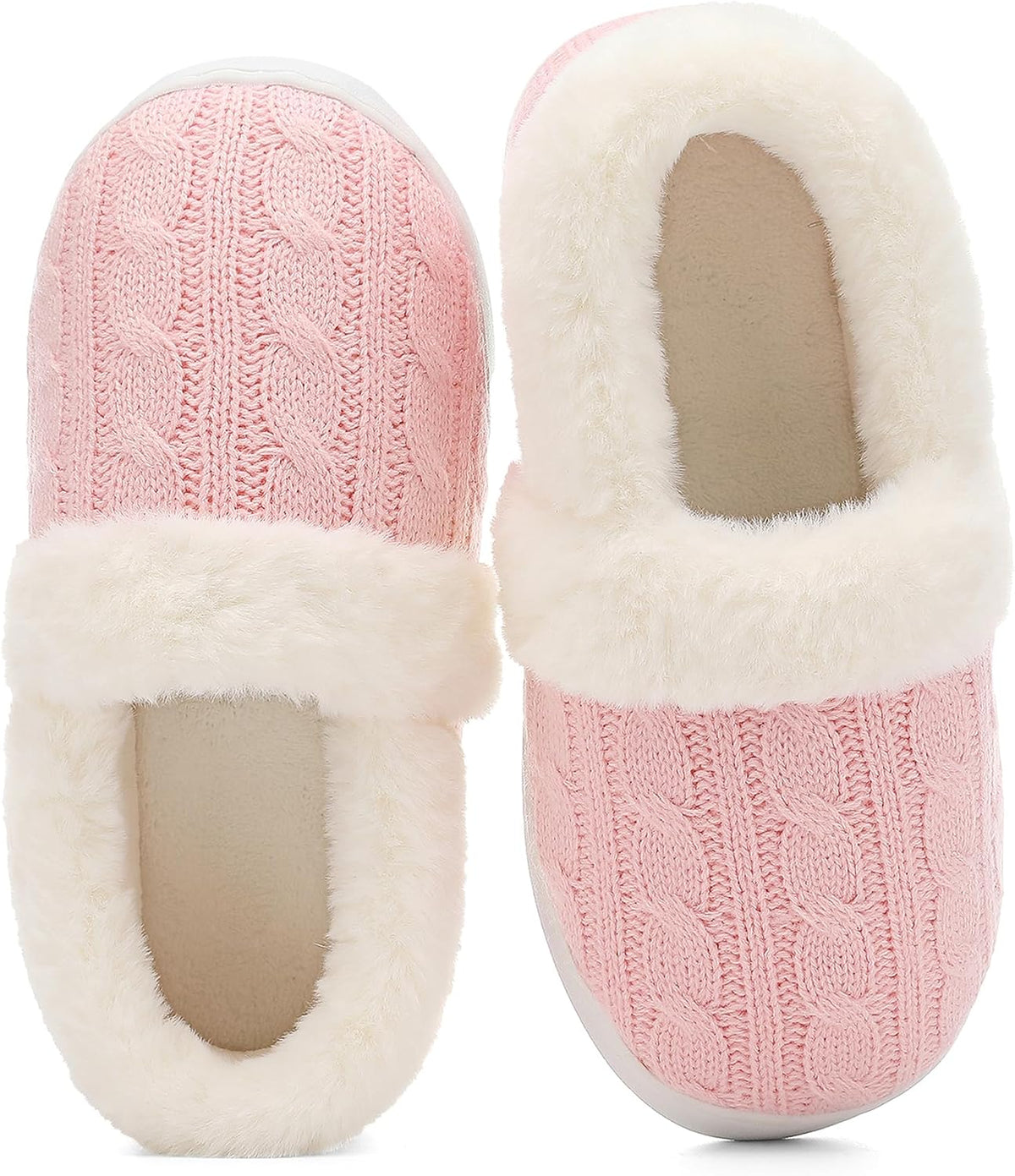 UBFEN Womens Fuzzy House Slippers Warm Bedroom Shoes with Faux Fur Lining Non Slip Memory Foam Slippers for ladies Indoor and Outdoor