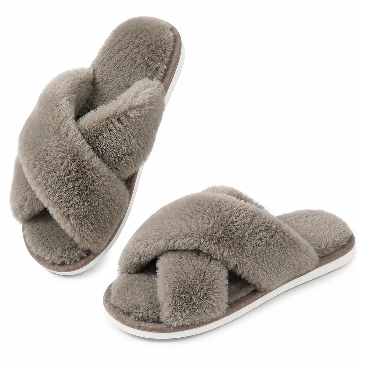 Ankis Memory Foam Fuzzy Slippers for Women,Open Toe House Shoes