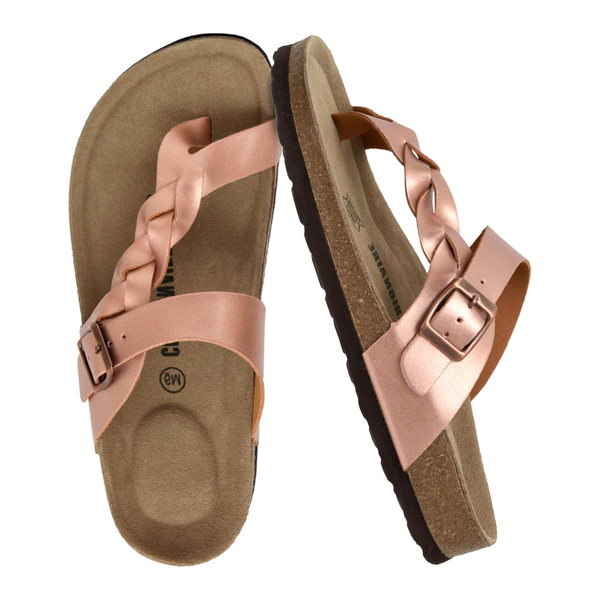 CUSHIONAIRE Libby Braided Summer Sandals for Women with Adjustable Buckle