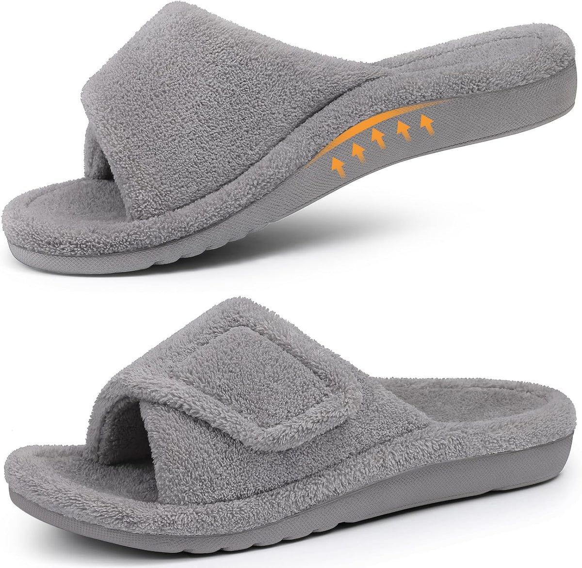 shevalues Orthopedic Slippers for Women with Arch Support Adjustable Open Toe House Shoes for Plantar Fasciitis