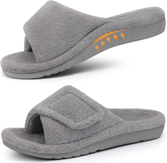 shevalues Orthopedic Slippers for Women with Arch Support Adjustable Open Toe House Shoes for Plantar Fasciitis