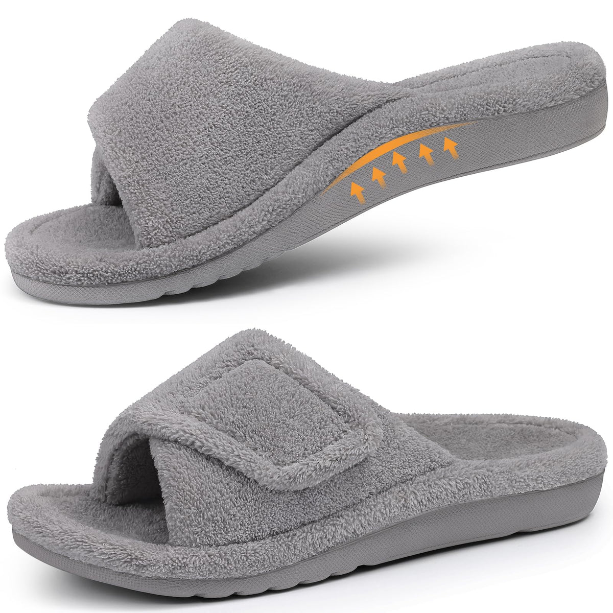 shevalues Orthopedic Slippers for Women with Arch Support Adjustable Open Toe House Shoes for Plantar Fasciitis