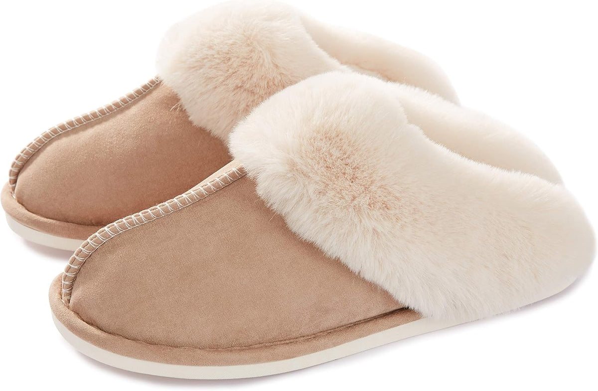 Donpapa Womens Fuzzy Slippers Memory Foam Warm Cozy Indoor House Shoes