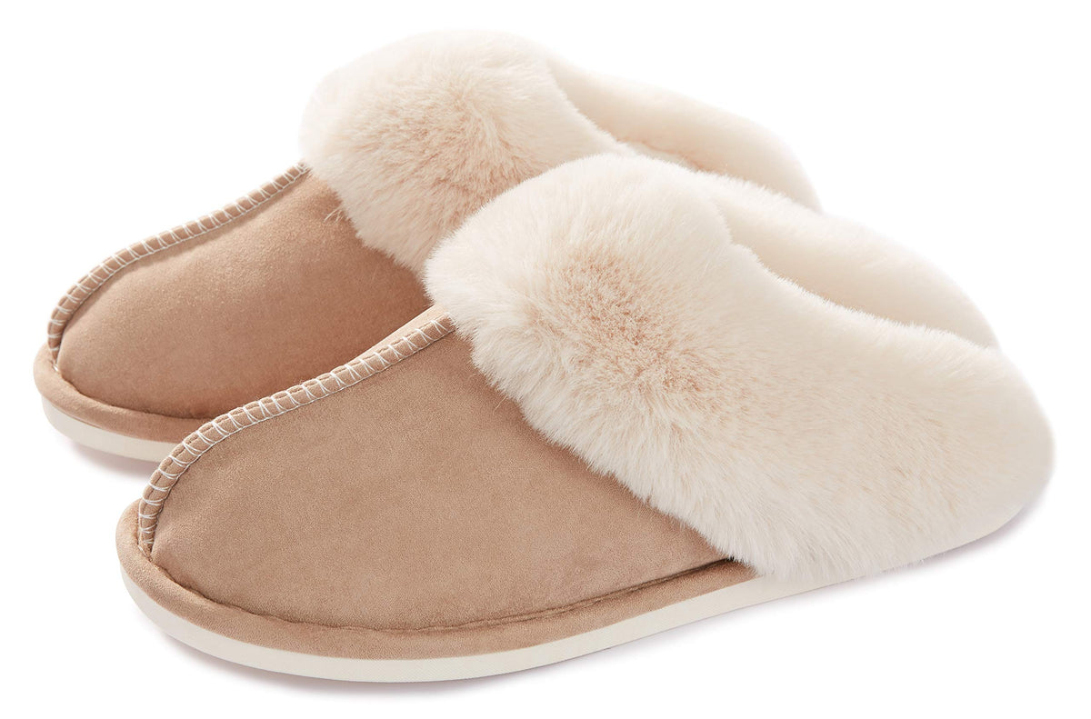 Donpapa Womens Fuzzy Slippers Memory Foam Warm Cozy Indoor House Shoes