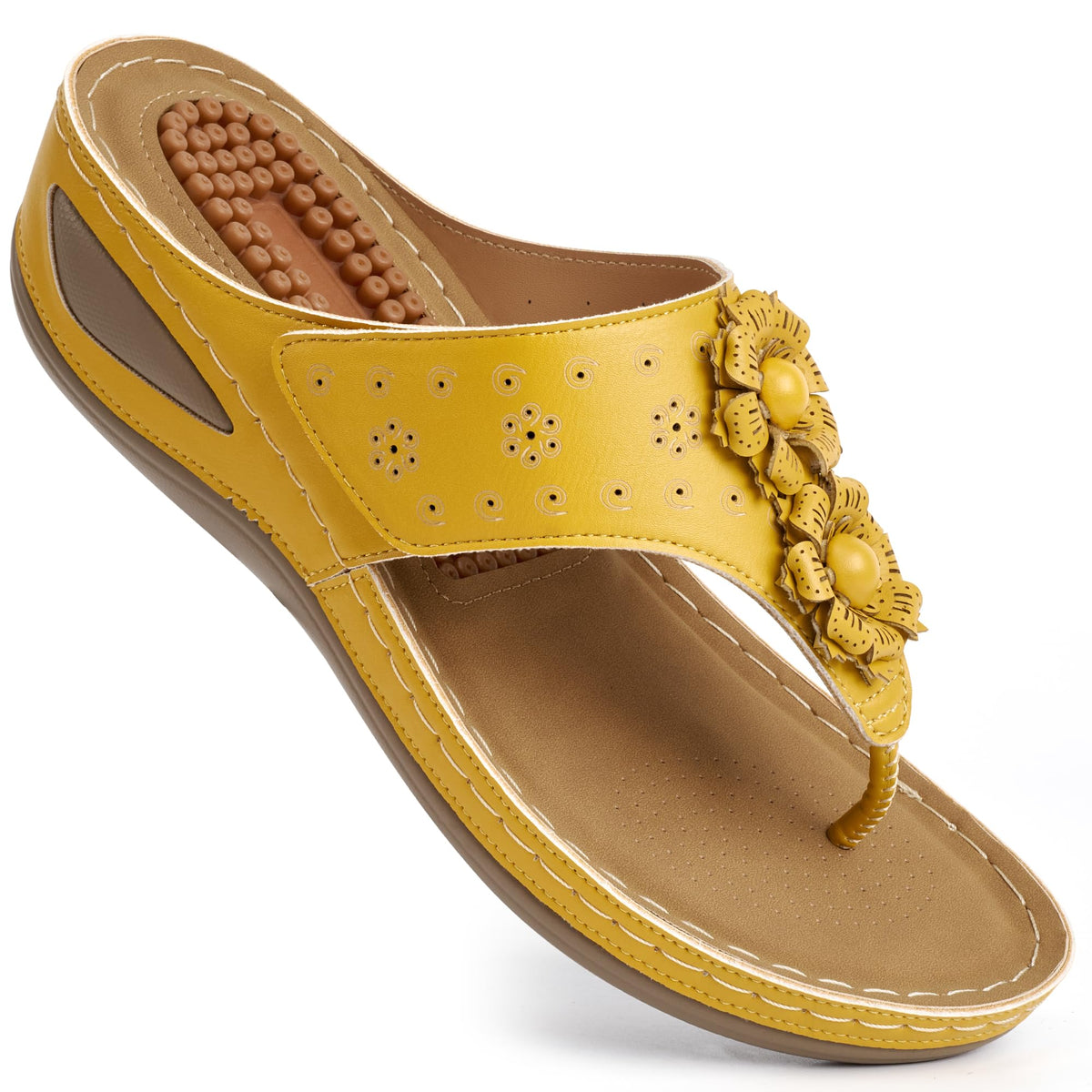 Ecetana Womens Wedge Flip Flops Comfortable Arch Support Summer Sandals