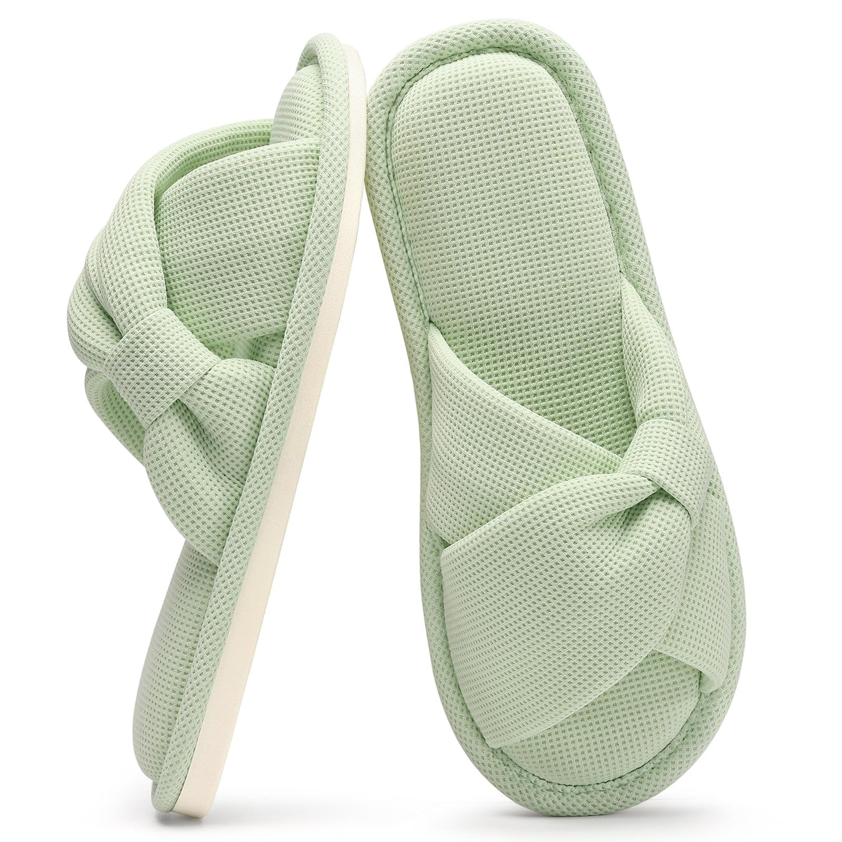 Evshine Summer House Slippers for Women Corduroy Open Toe Indoor Slippers