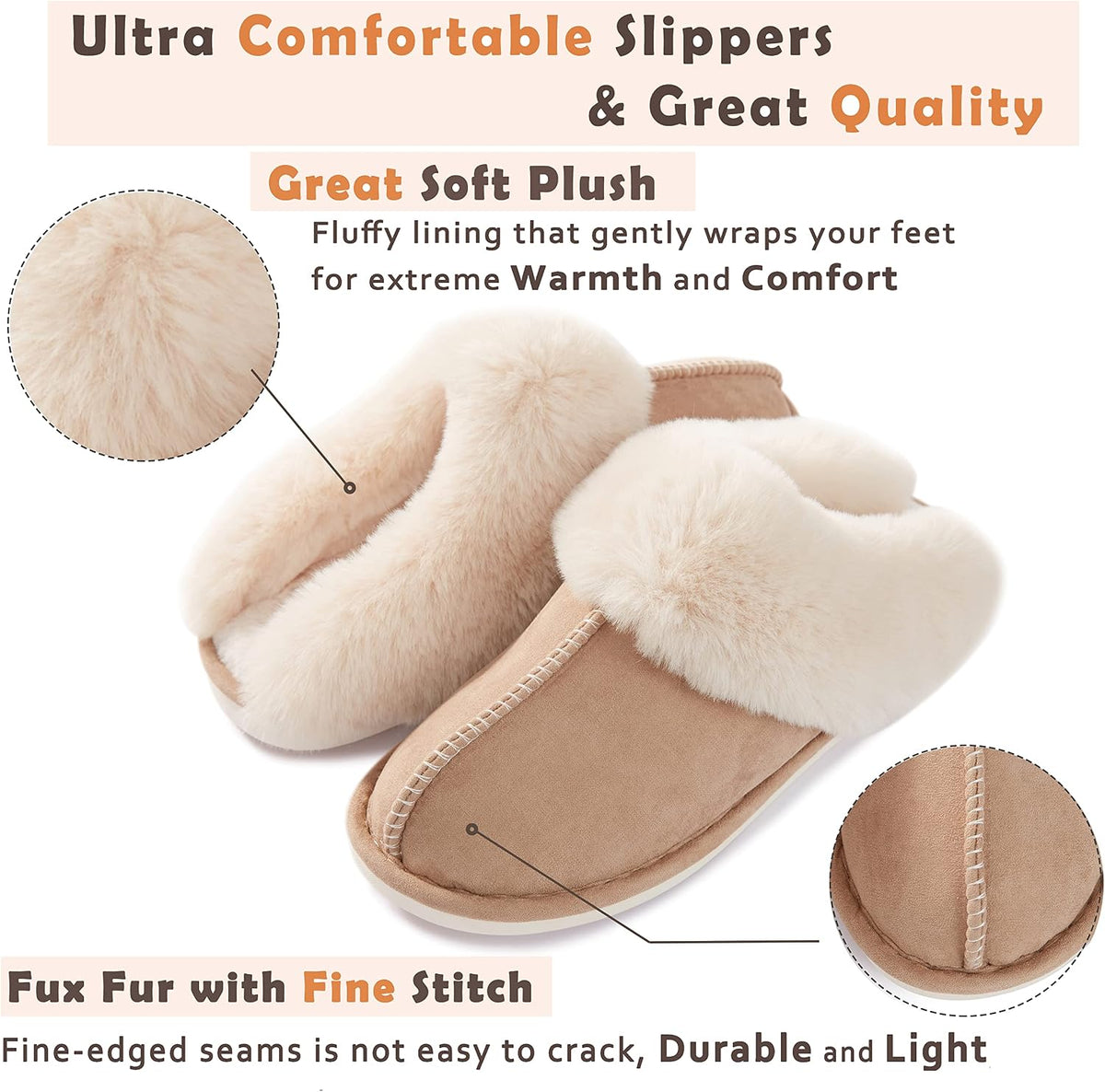 Donpapa Womens Fuzzy Slippers Memory Foam Warm Cozy Indoor House Shoes