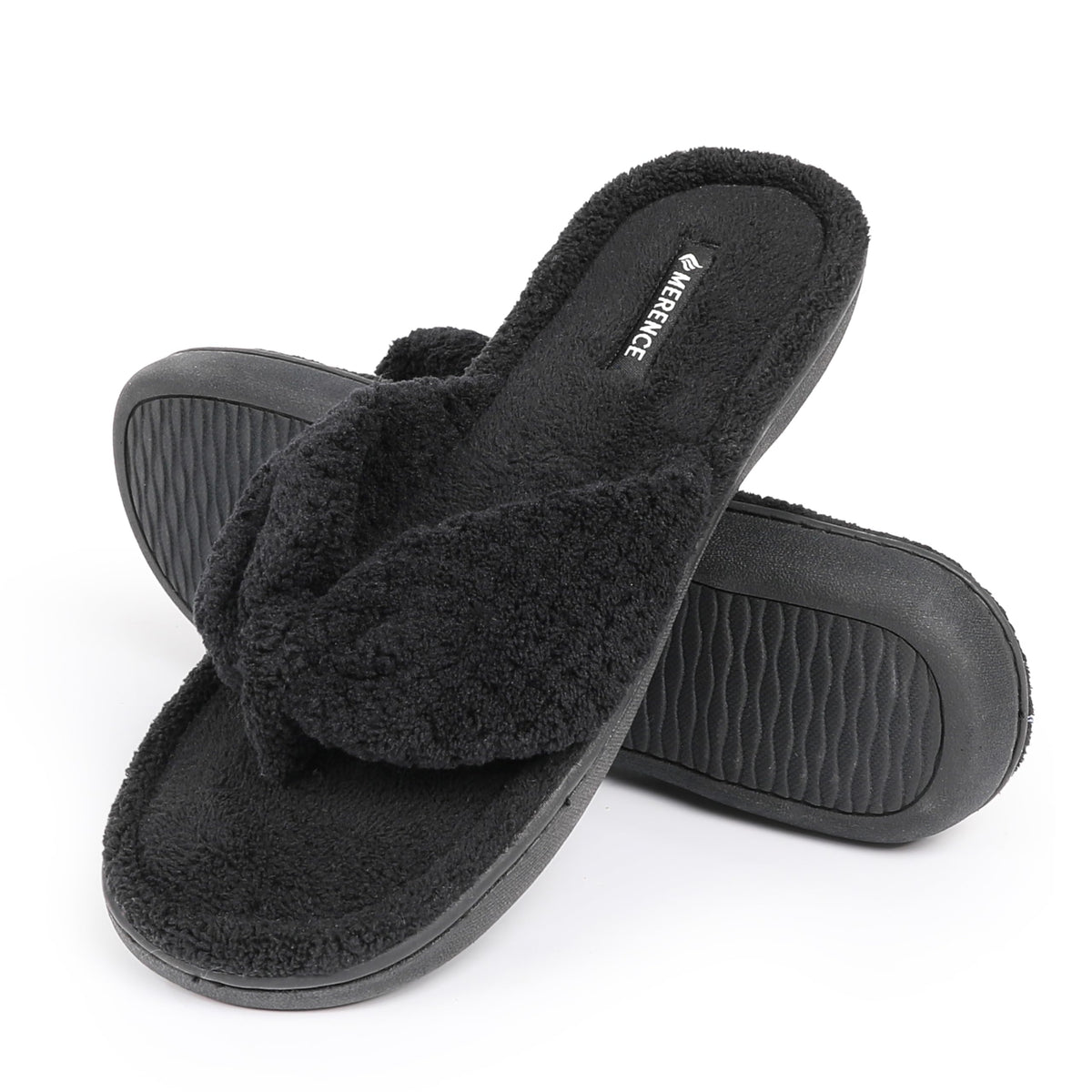 CIOR Women's Cozy Memory Foam Spa Thong Flip Flops House Indoor Slippers Plush Gridding Velvet Lining Clog Style-U1MTW017-0716