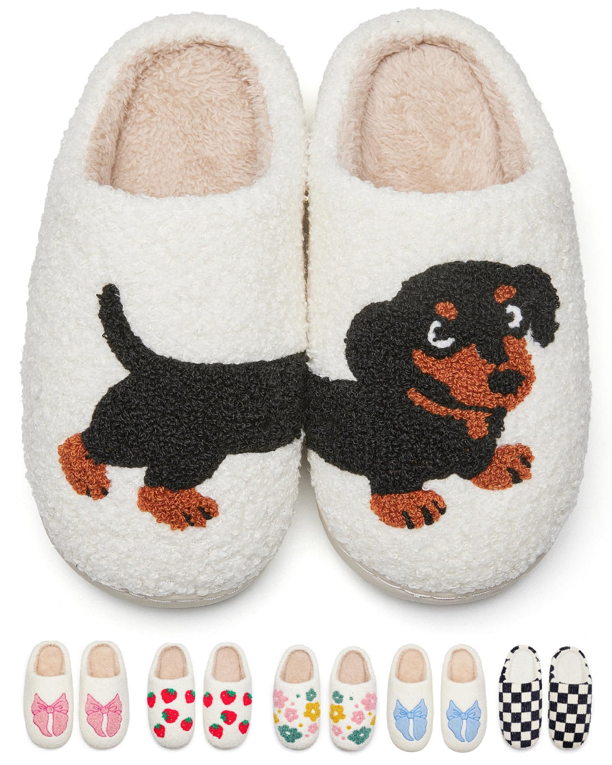 Cute House Slippers for Women Men Warm Cozy House Shoes Fuzzy Home Slippers with Memory Foam Indoor and Outdoor