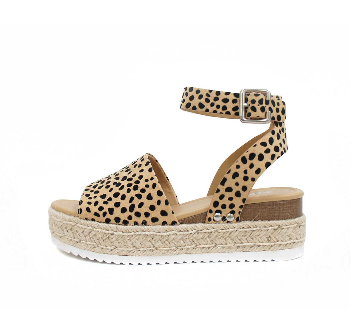 Soda Topic Open Toe Buckle Ankle Strap Espadrilles Flatform Wedge Casual Sandal