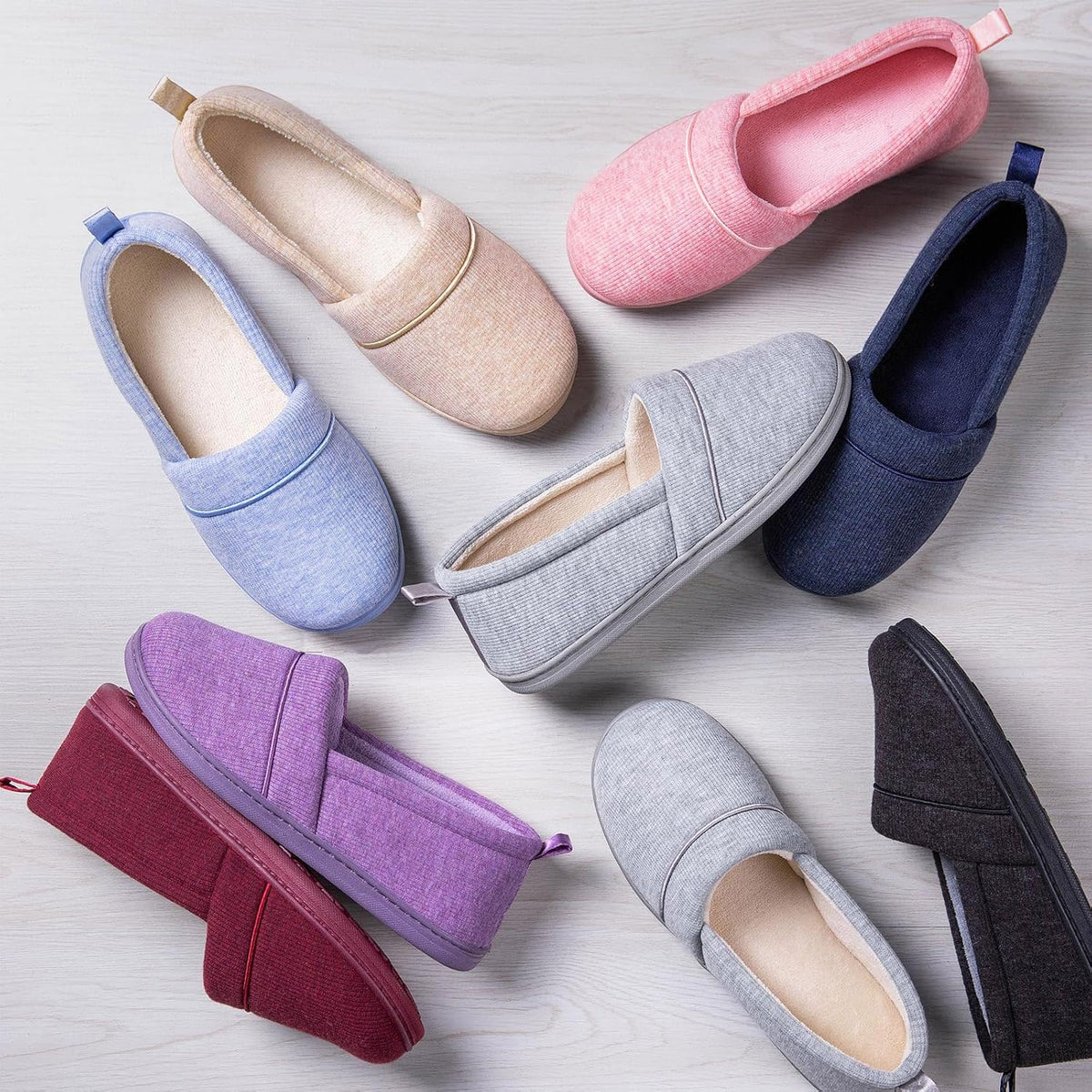 HomeTop Women's Comfy Loafer Slippers Memory Foam Non-slip House Shoes