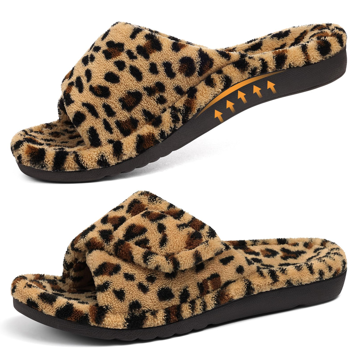 shevalues Orthopedic Slippers for Women with Arch Support Adjustable Open Toe House Shoes for Plantar Fasciitis