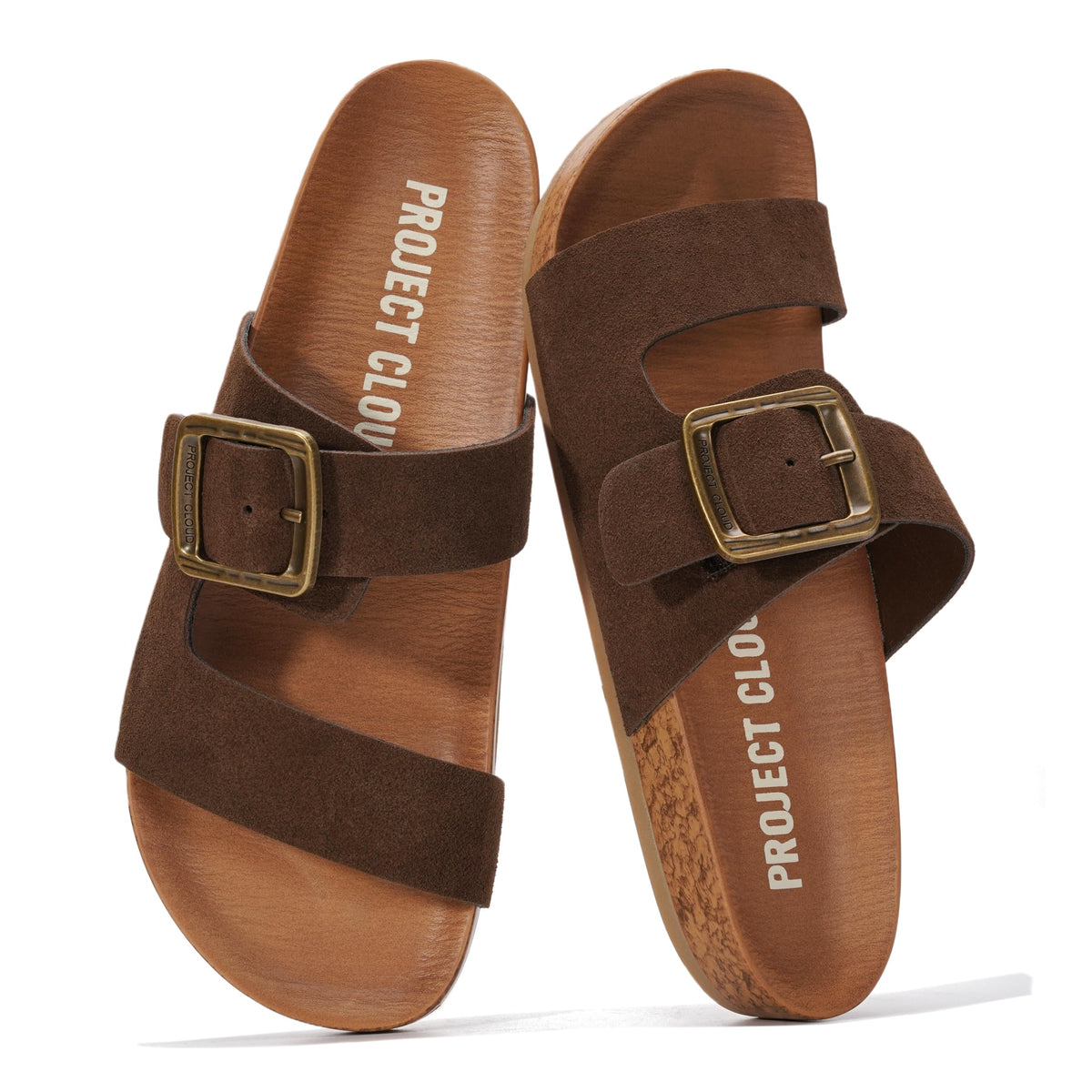 Project Cloud Genuine Suede Adjustable Buckle Slides for Women Footwear
