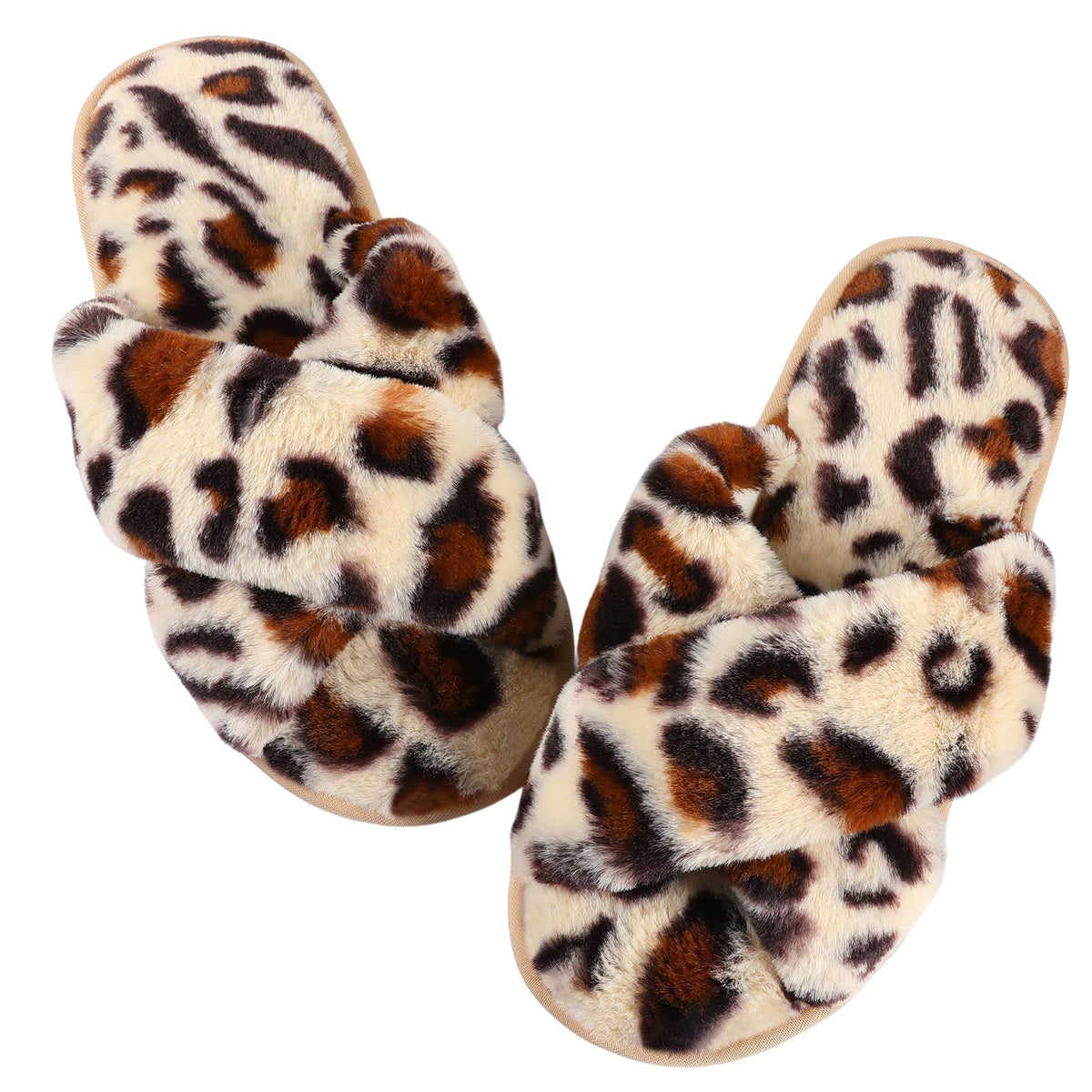Ankis Memory Foam Fuzzy Slippers for Women,Open Toe House Shoes
