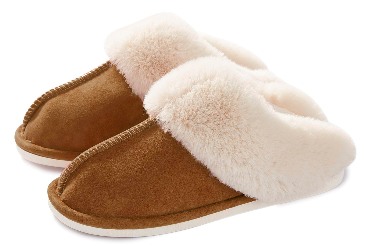 Donpapa Womens Fuzzy Slippers Memory Foam Warm Cozy Indoor House Shoes