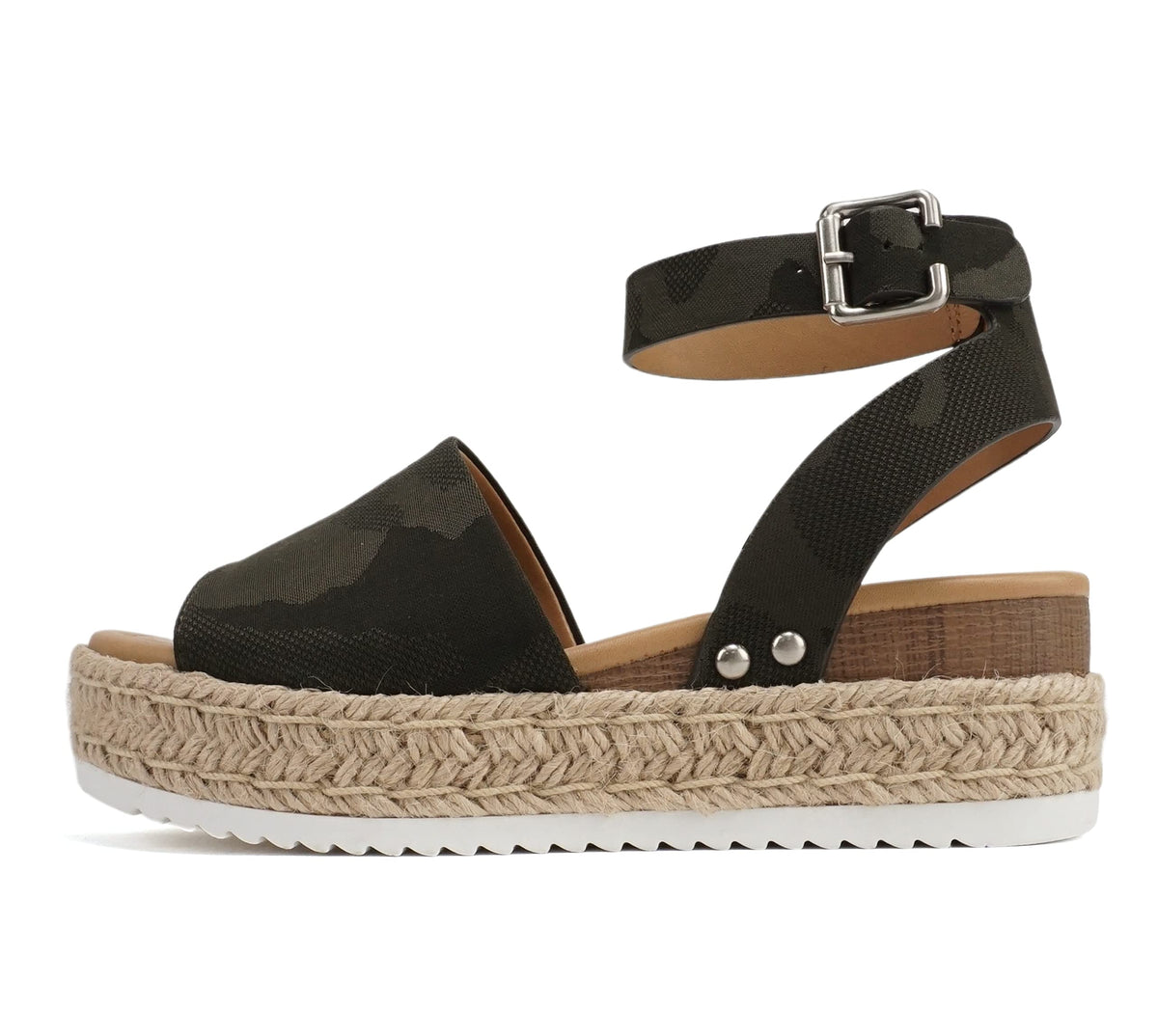 Soda Topic Open Toe Buckle Ankle Strap Espadrilles Flatform Wedge Casual Sandal
