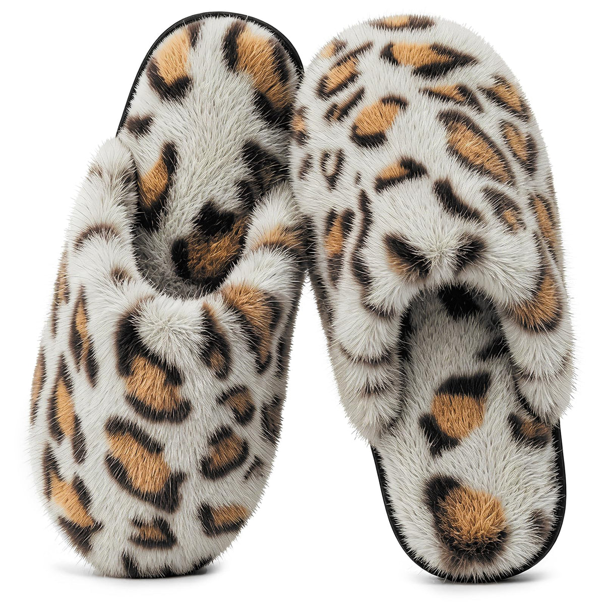 JOLLYVOGUE Cheetah Slippers for Women, Leopard Memory Foam House Shoes