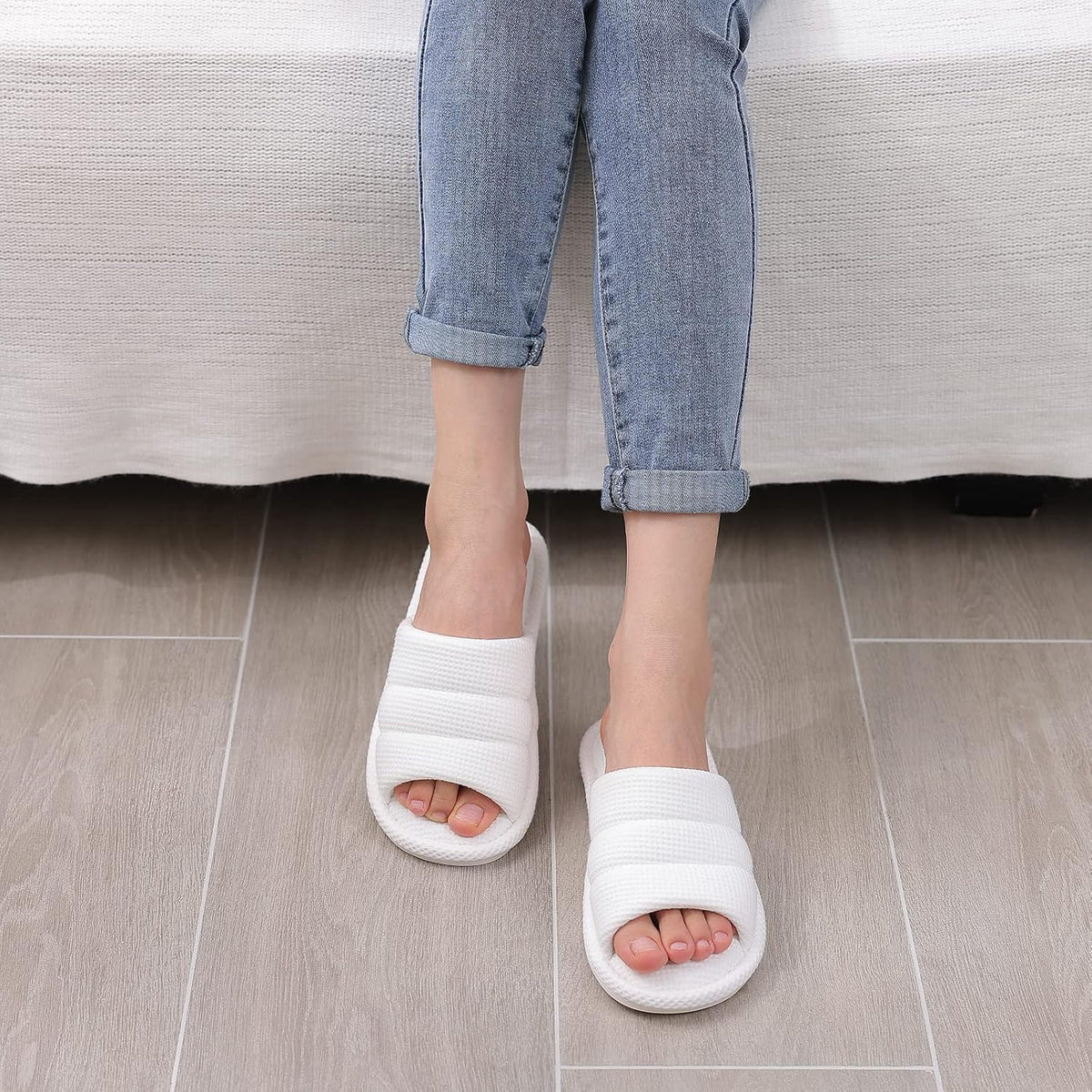 shevalues Summer House Slippers for Women Men Waffle Indoor Slippers