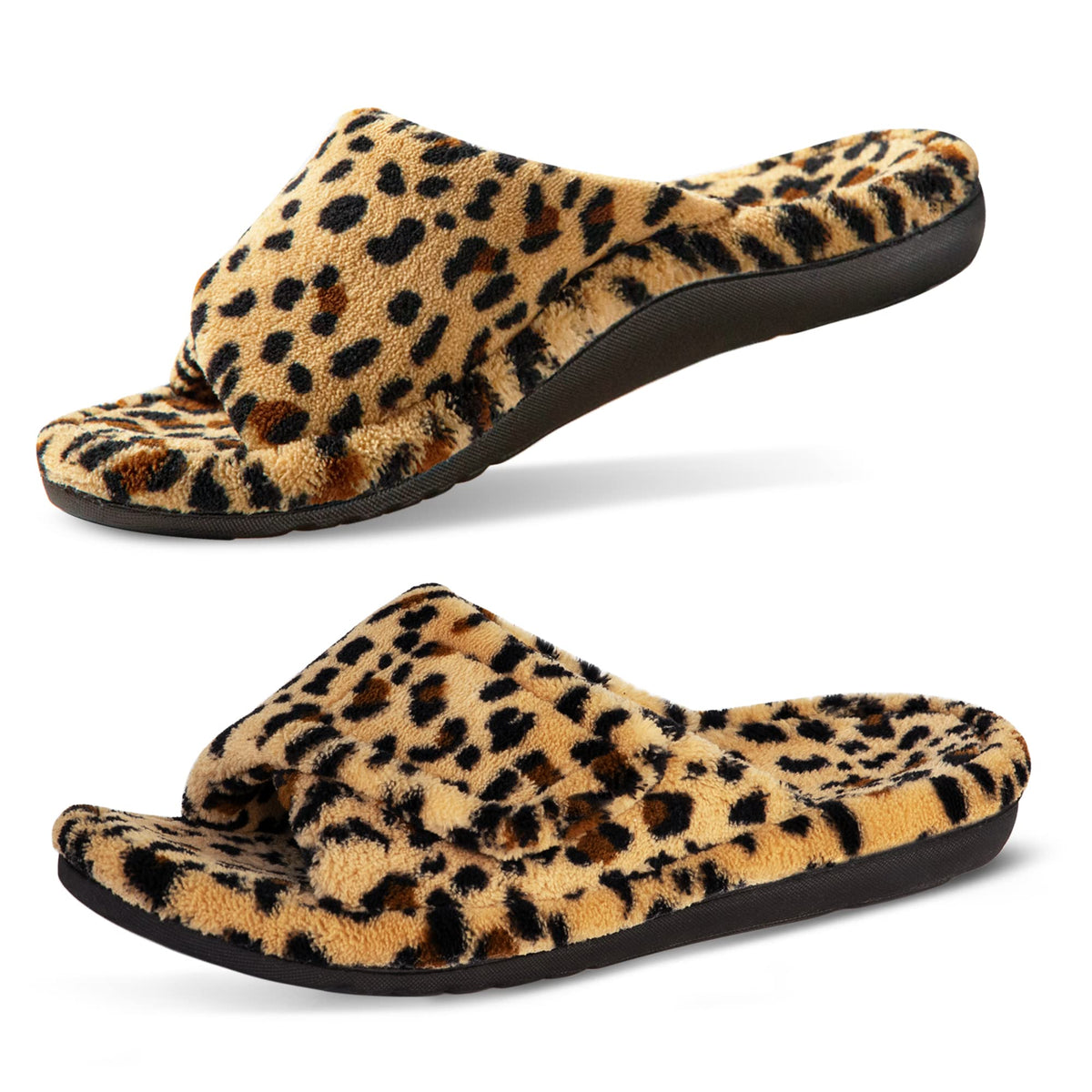 GRITHEIM Women's Orthotic Arch Support Slippers Fuzzy Adjustable Orthopedic Slippers for Plantar Fasciitis Furry Slide for Ladies