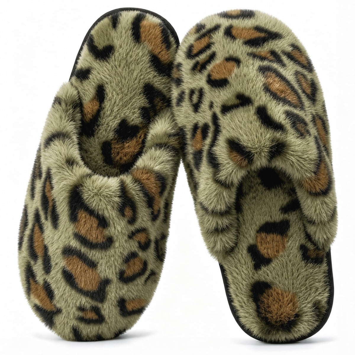 JOLLYVOGUE Cheetah Slippers for Women, Leopard Memory Foam House Shoes