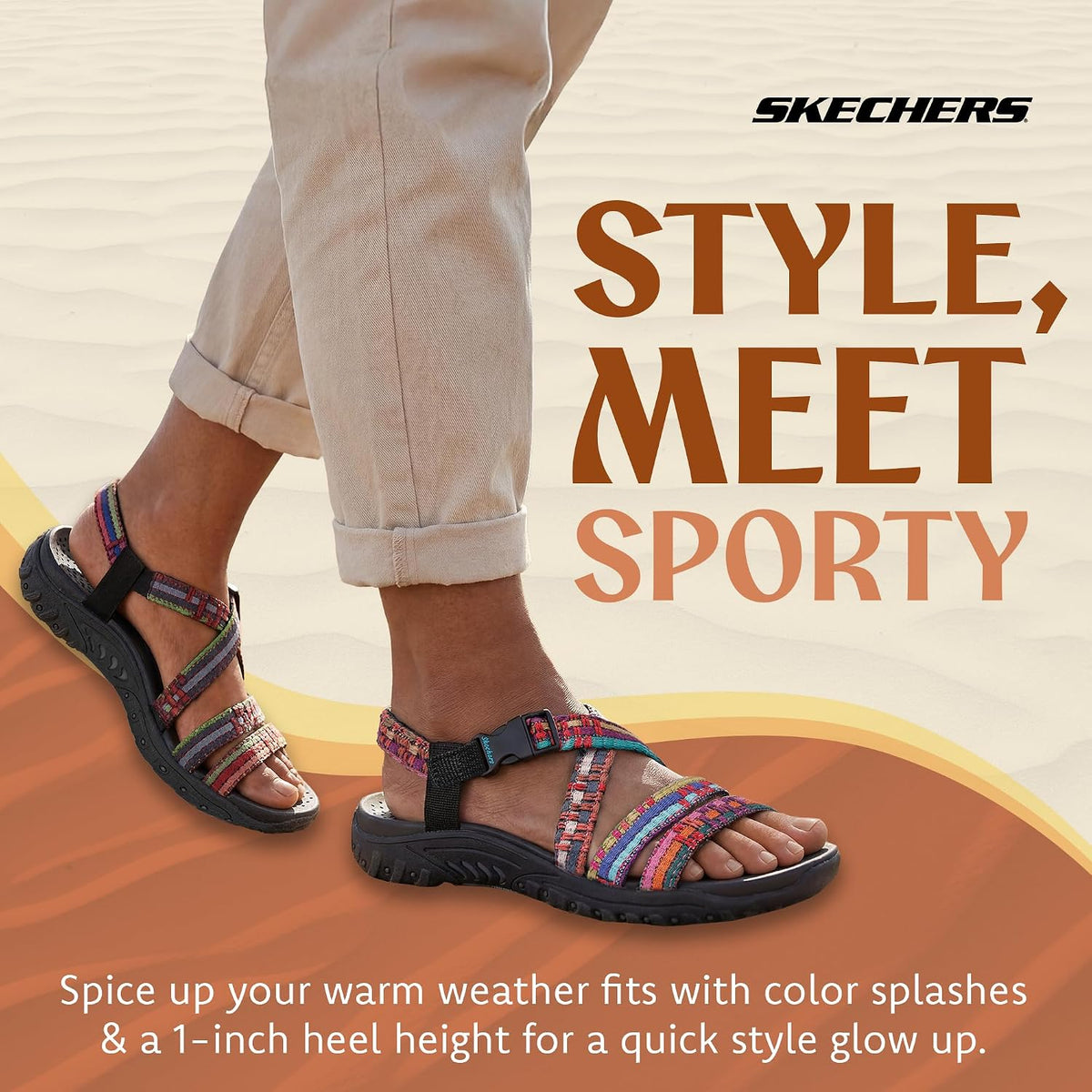 Skechers Women's Reggae Sew Me Boho Slingback Sandal