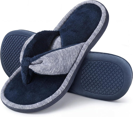 Wishcotton Women's Memory Foam Spa Thong Flip Flops Cozy Slippers