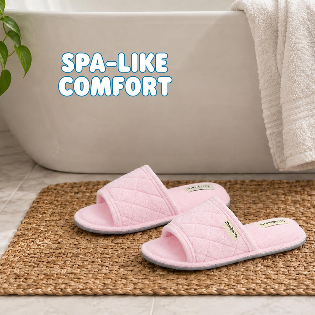 Dearfoams womens Slipper Memory Foam Summer House Shoe Beatrice Terry Slide